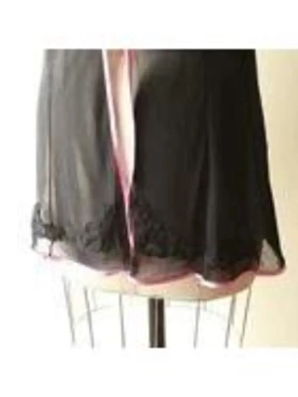 Native Intimates Black Sheer Babydoll Lingerie with Pink Ribbon and Lace Trim L